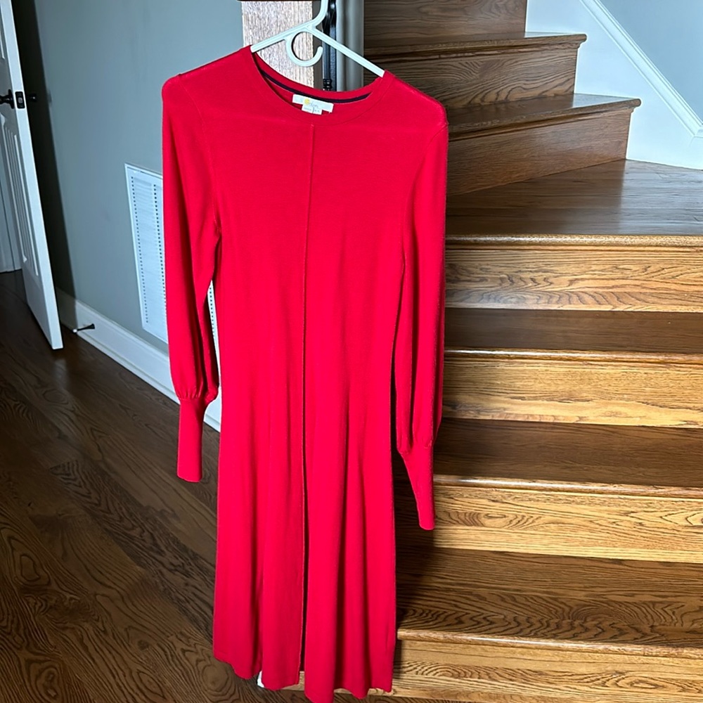 Red Boden sweater dress.  Long sleeves.